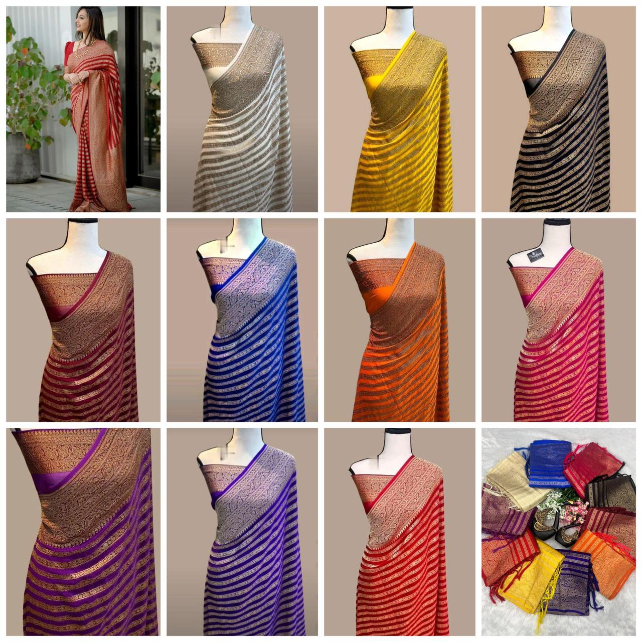 LC 83 Pure Soft Khadi Georgette Silk Wedding Sarees Wholesale Shop In Surat